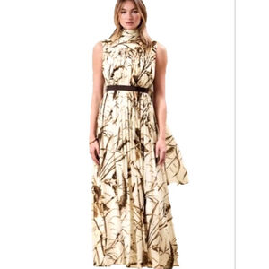 Women's Banana Republic Beige Brown Printed Sleeveless Maxi Dress S